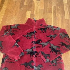 Black Mountain Women's Red Horse Pattern Fleece Jacket